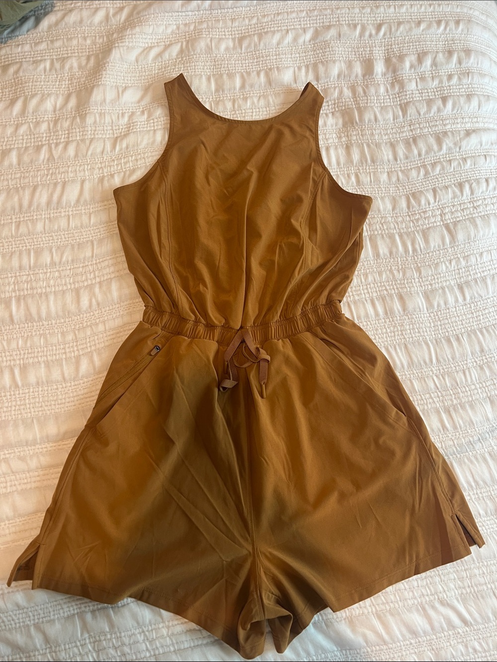 Women's Sleeveless Drawstring Romper in Brown